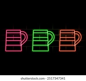 stout beer glass neon light sign vector. stout beer glass illustration.