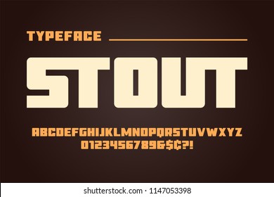 The Stout heavy display font design, alphabet, typeface, letters and numbers, typography.