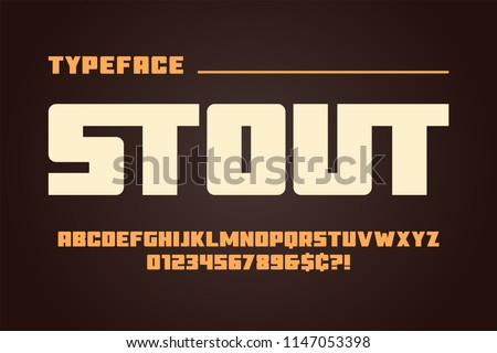 The Stout heavy display font design, alphabet, typeface, letters and numbers, typography.