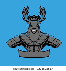 a stout human body with a deer head. suitable for e-sports logos