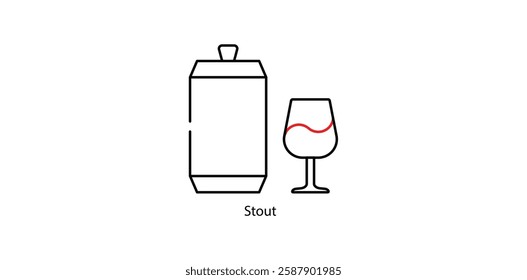 Stout Vector Icon - Rich and Creamy Dark Ale Glass Symbol