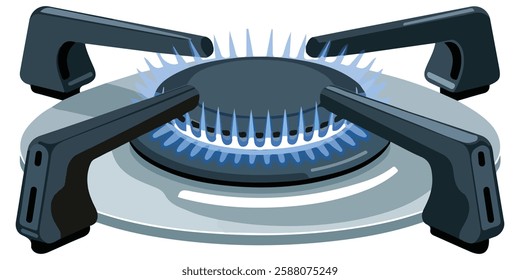 Stove Burner Icon Cartoon Vector Illustration of Burning Gas