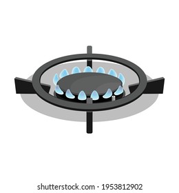 Stove burner vector cartoon icon. Vector illustration burning gas on white background. Isolated cartoon illustration icon of gas stove.