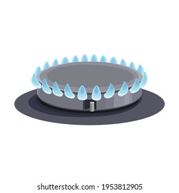 Stove burner vector cartoon icon. Vector illustration burning gas on white background. Isolated cartoon illustration icon of gas stove.