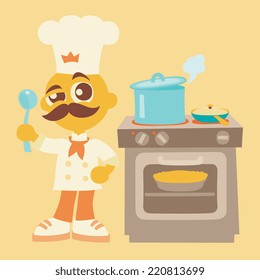 Chef Kid Cooking Meal Stock Vector (Royalty Free) 69787399