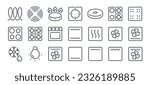 Stove, cooktop, oven related editable stroke outline icons set isolated on white background flat vector illustration. Pixel perfect. 64 x 64.