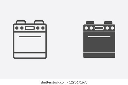 Stove filled and outline vector icon sign symbol