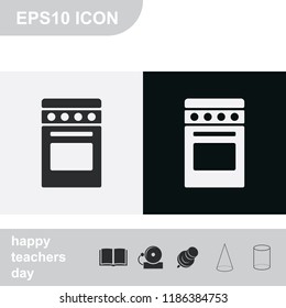 Stove flat black and white vector icon.