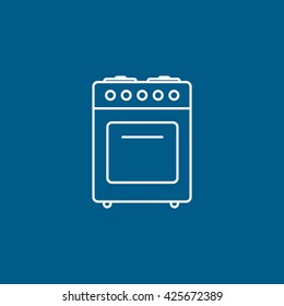 Stove Flat Icon On Blue Background
