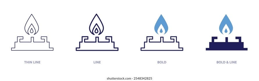 Stove of gas icon in 4 different styles. Thin Line, Line, Bold, and Bold Line. Duotone style. Editable stroke.