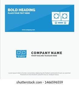 Stove, Gas, Kitchen, Cooking SOlid Icon Website Banner and Business Logo Template. Vector Icon Template background