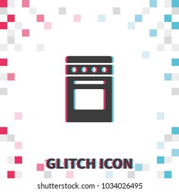Stove  glitch effect vector icon.