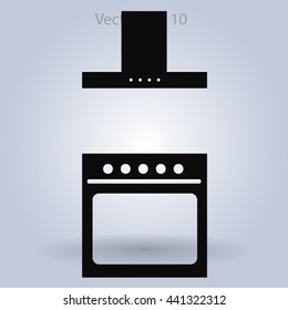 stove and hood vector illustration