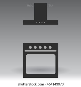 stove and hood vector illustration