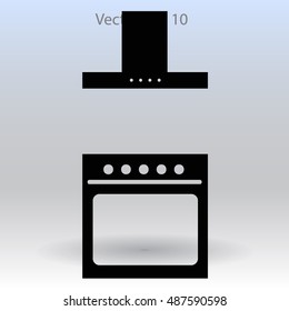 stove and hood vector illustration