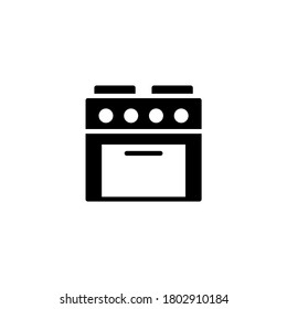 stove icon in black flat glyph, filled style isolated on white background