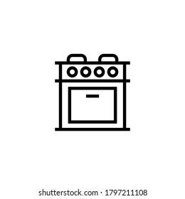 stove icon  in black line style icon, style isolated on white background