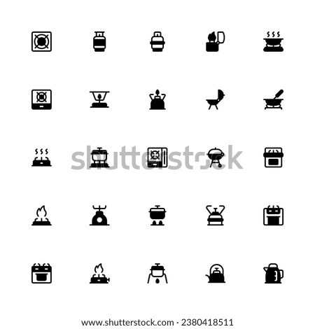 Stove Icon Collection. Pixel Perfect Stove Glyph Style 2D Icon