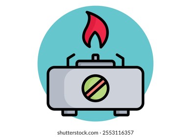 Stove icon. colored outline icon style. icon related to kitchen. meal elements vector illustration