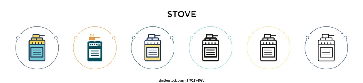 Icono de almacenamiento en estilo relleno, delgado, contorno y trazo. Ilustración vectorial de dos iconos vectoriales de estufas de color y negro se puede utilizar para móviles, ui, web