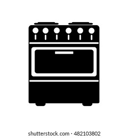 Stove icon. Flat design. Silhouette vector illustration.
