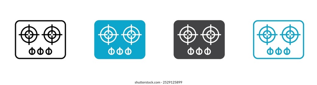 stove icon Flat graphics set collection