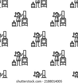 stove icon pattern. Seamless stove pattern on white background.