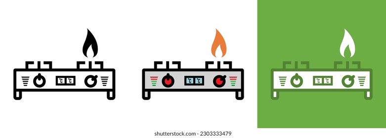 Stove Icon, The Stove icon represents an essential cooking appliance that uses heat to prepare food.