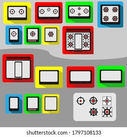 Juego de iconos de almacenamiento. estufa de icono plana de color