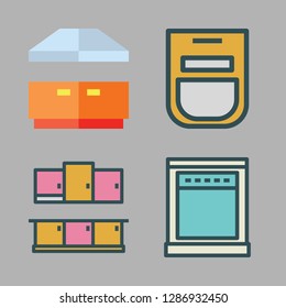 stove icon set. vector set about extractor hood, oven and kitchen icons set.