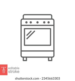 Stove icon. Simple outline style. Kitchen equipment, oven, furnace, gas, propane, restaurant concept. Thin line symbol. Vector illustration isolated on white background. Editable stroke EPS 10.