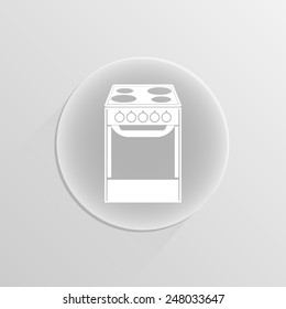 stove icon vector art illustration on white on a white button with shadow 