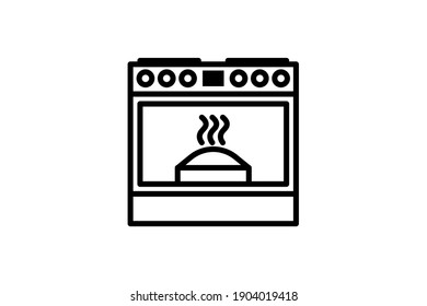 Stove icon. Vector linear sign, symbol, logo of kitchen stove for mobile concept and web design. Icon for the website of the store of household appliances, gadgets and electronics.