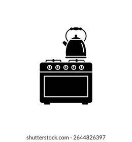 Stove with Kettle on Top, Kitchen Equipment and Hot Beverage