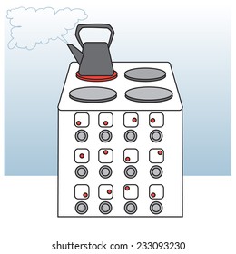 stove kitchen kettle. vector illustration