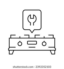 stove kitchen repair line icon vector. stove kitchen repair sign. isolated contour symbol black illustration