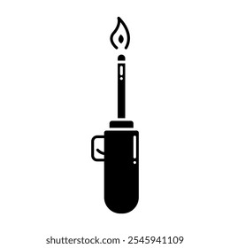 Stove lighter icon in glyph style. Stove matcher icon in glyph style