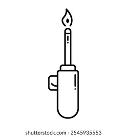 Stove lighter icon in line style with editable stroke. Stove matcher icon in line style with editable stroke