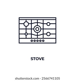stove outline icon. Linear vector from kitchen concept. Thin line stove icon isolated on white background