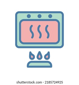 Stove oven icon in colorful filled line style