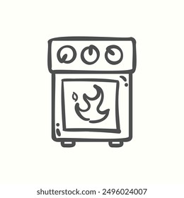 stove oven icon, isolated handdrawn icon theme bakery