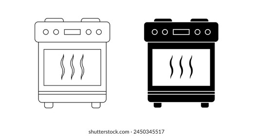 Stove oven icon set isolated on white background