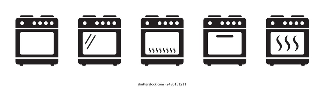 Stove oven icon, vector gas stove. Kitchen cooking appliance. Vector illustration.