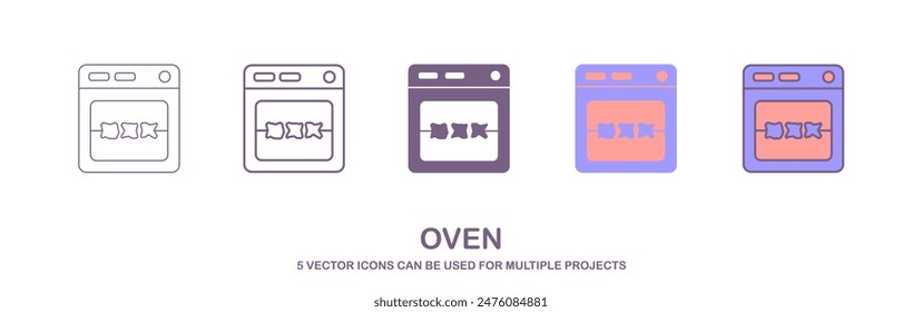 Stove oven icon, vector gas stove. Kitchen cooking appliance. Vector illustration.