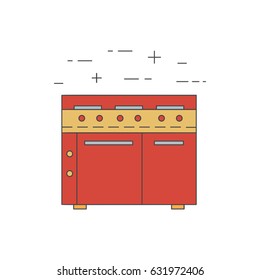 Stove, oven line icon isolated on white background. Commercial kitchen equipment.