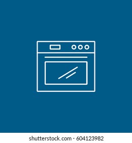 Stove With Oven Line Icon On Blue Background