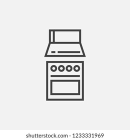 Stove with oven line Vector Icon, Flat Vector Symbol.
