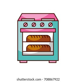 stove oven with two hot bread icon