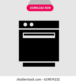 Stove with Oven Vector Icon, The symbol of black gas stove. Simple, modern flat vector illustration for mobile app, website or desktop app  