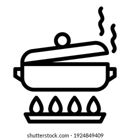 Stove pan icon. Outline stove pan vector icon for web design isolated on white background